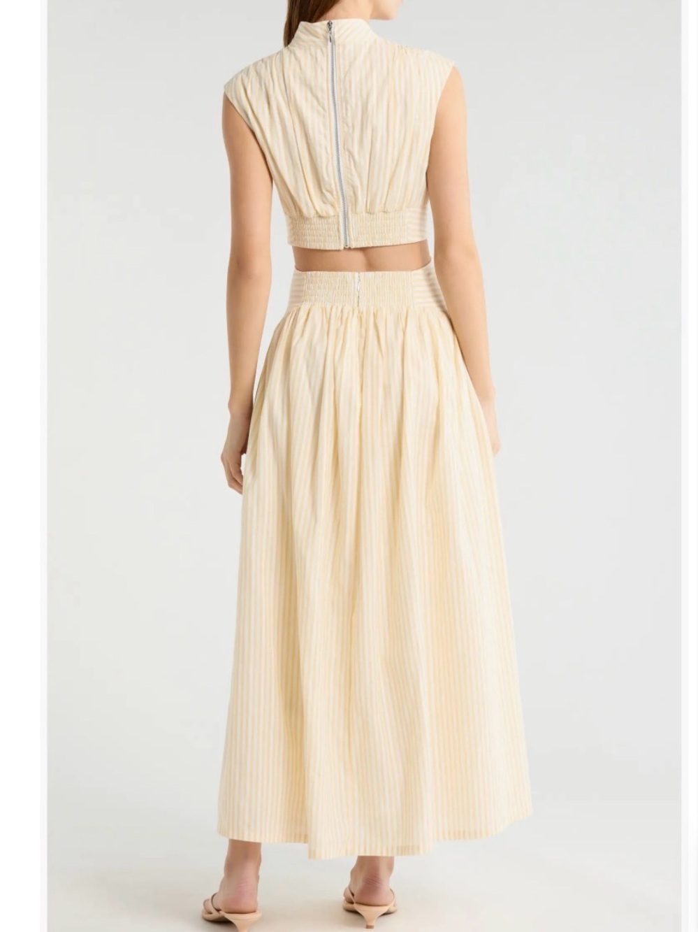 Parker Julianne Stripe Cotton Maxi Dress, Women’s 4, Butter Yellow, Ivory, NWT - Picture 2 of 11